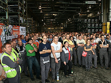 Betriebsversammlung im Opel-Werk Aspern