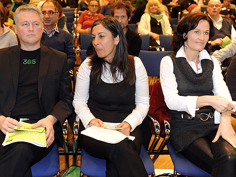 David Ellensohn, Maria Vassilakou und Eva Glawischnigg bei der Landesversammlung der Wiener Grünen