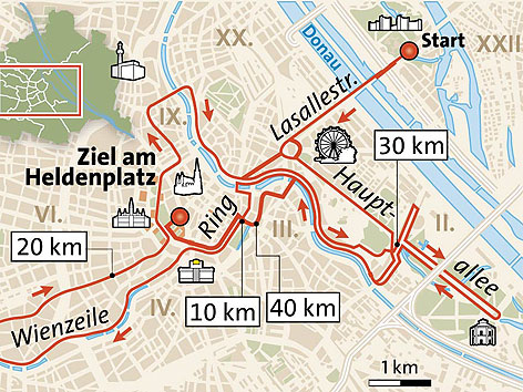 Strecke des Vienna City Marathon 2012
