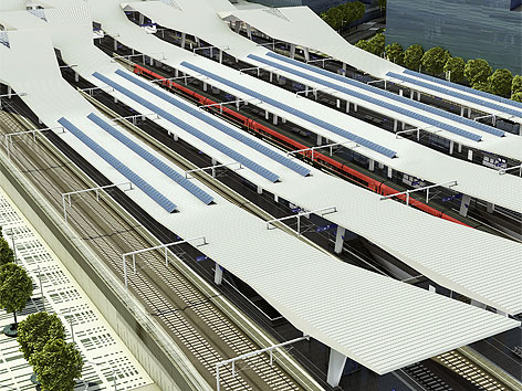 Visualisierung Solarkollektoren auf dem neuen Hauptbahnhof
