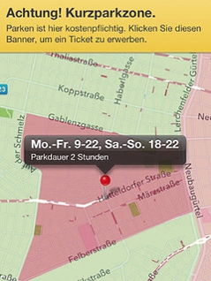 Screenshot der App "Parken Wien"