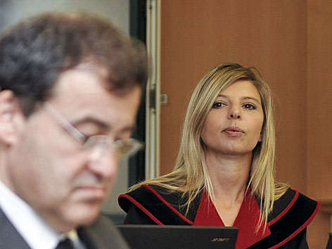 BAWAG Prozess Angeklagter Wolfgang Flöttl und Staatsanwältin Sonja Herbst
