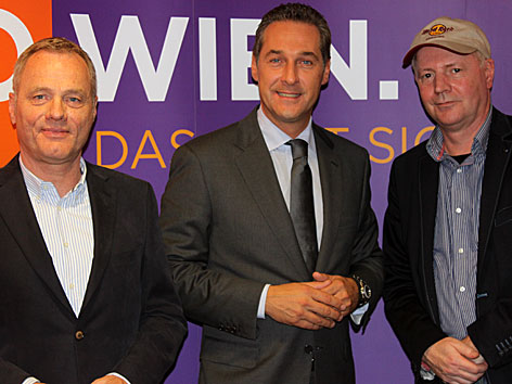 Heinz-Christian Strache mit Paul Tesarek und Christian Ludwig im Radio Wien-Studio