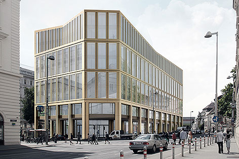 Rendering des Siegerprojekts für Bürohaus statt früherem Rechenzentrum in der Rathausstraße