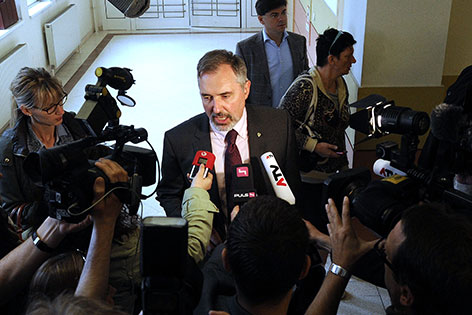 EU-Mandatar Ewald Stadler am Dienstag, 29. April 2014, anl. des Prozesses gegen ihn wegen Nötigung im Straflandesgericht Wien