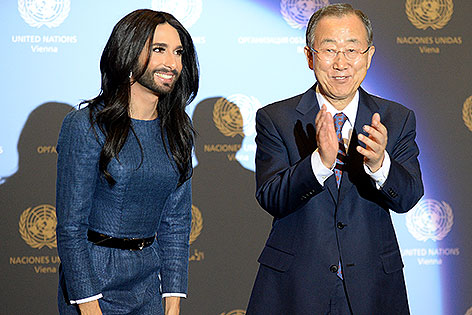 Conchita Wurst mit UNO-Generalsekretär Ban Ki-moon