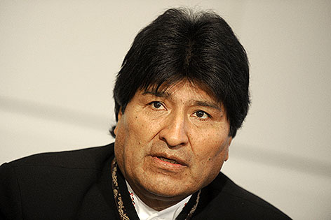 Boliviens Präsident Evo Morales bei Pressekonferenz