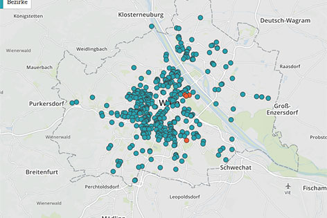 Karte Wien mit Automatenverteilung