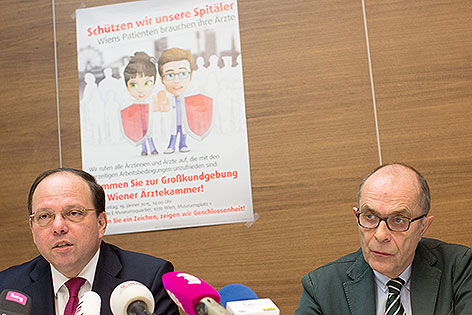 Präsident der Wiener Ärztekammer, Thomas Szekeres (L), und Vizepräsident der Wiener Ärztekammer, Hermann Leitner
