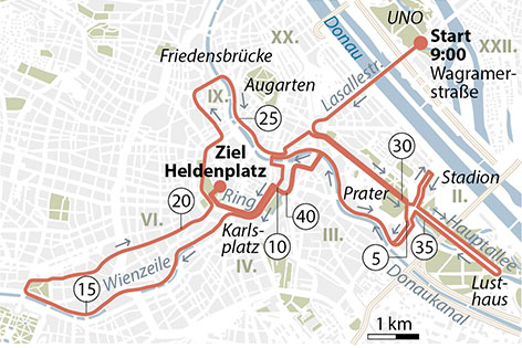 Grafik Streckenverlauf Marathon