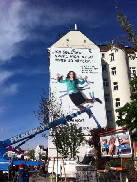 Werbung der Wiener Grünen am Naschmarkt