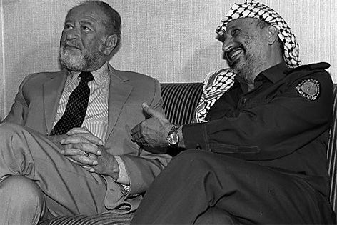 Bruno Kreisky und Palästinenser-Führer Yasser Arafat am 08.07.1986 in Wien