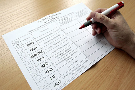Stimmzettel für die Wiener Gemeinderatswahl 2010