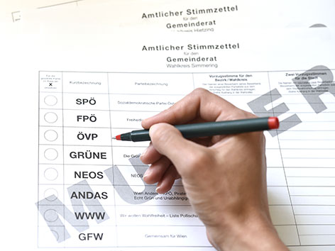 Stimmzettel für die Gemeinderatswahl in Wien 2015