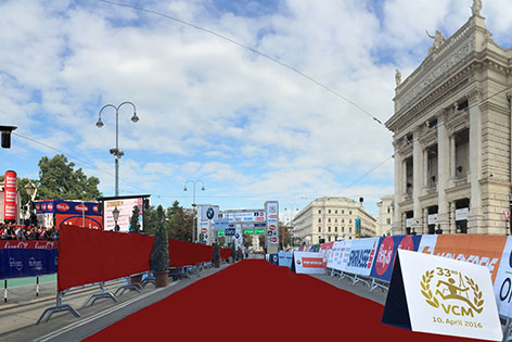 Visualisierung des Marathon-Ziels beim Burgtheater