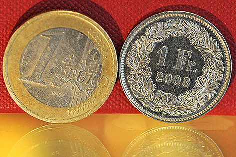Euro und Franken-Münze