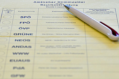 Stimmzettel für Bezirksvertretungswahl Leopoldstadt