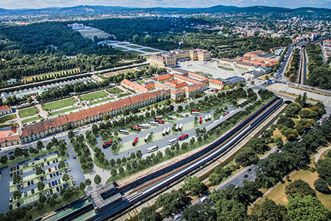 Rendering des neuen Parkplatzes vor dem Schloss Schönbrunn
