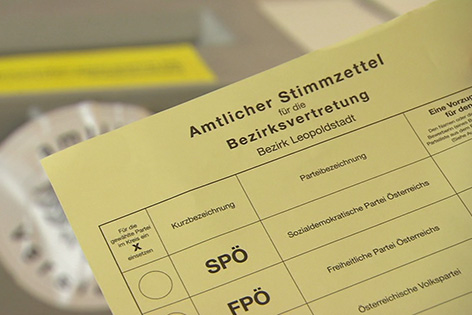 Wahl Leopoldstadt Wahlzettel Urne