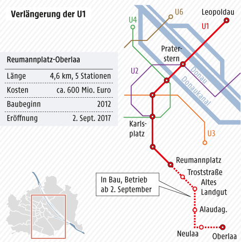 Karte vom Wiener U-Bahn-Netz