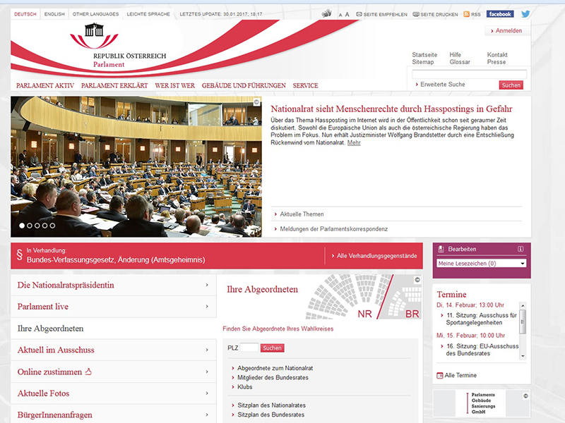Parlaments-Homepage