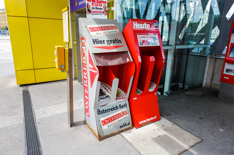 Zeitungsentnahmeboxen in Wien