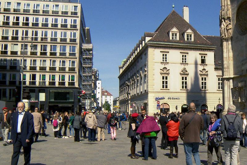 Mozart Kartenverkäufer am Stephansplatz
