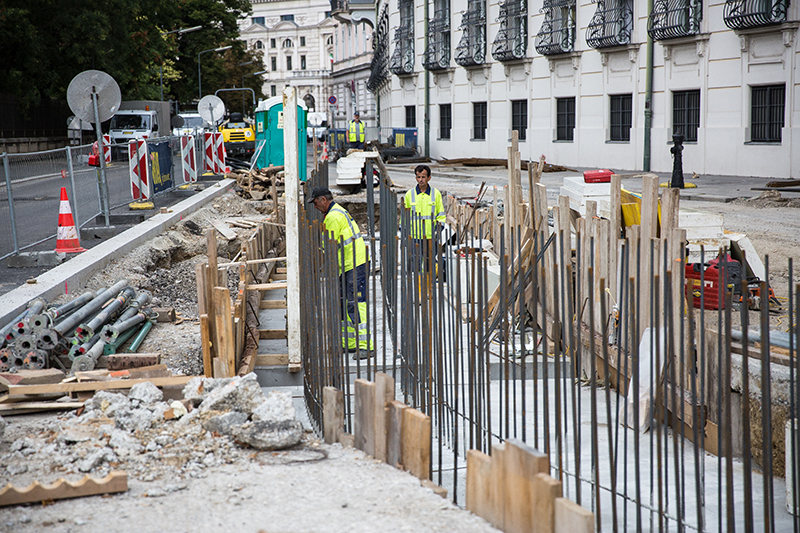 Bauarbeiten auf dem Wiener Ballhausplatz