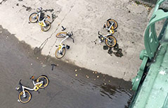 Leihräder im Wienfluss