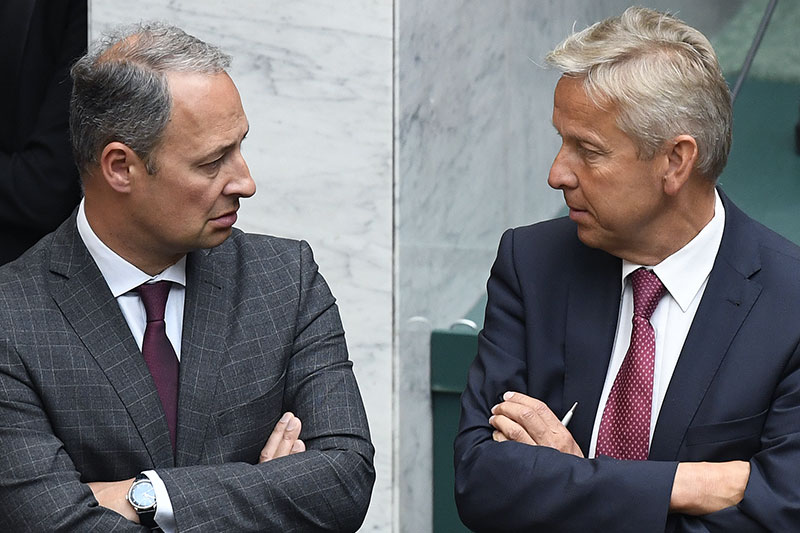 SPÖ-Klubobmann Andreas Schieder (L.) und ÖVP-Klubobmann Reinhold Lopatka im Mai