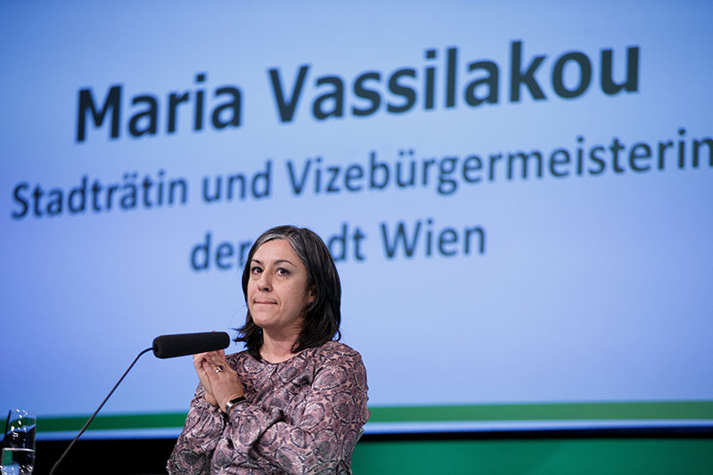 Maria Vassilakou bei der 78. Landesversammlujhng der Grünen Wien