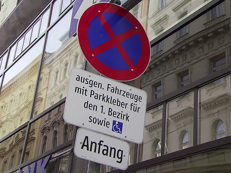 Tafel zu Anrainerparken in der Wiener Innenstadt