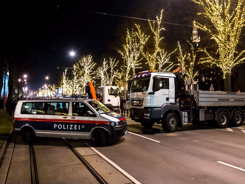 Besucher am Silvesterpfad vor dem Wiener Rathaus