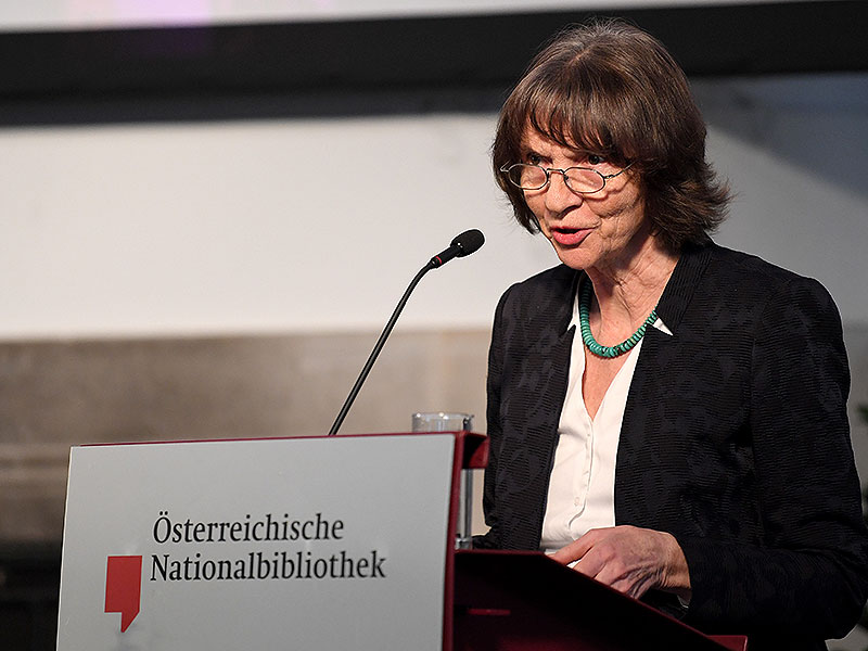 Festrednerin Aleida Assmann im Rahmen eines Festaktes "650 Jahre Österreichische Nationalbibliothek"