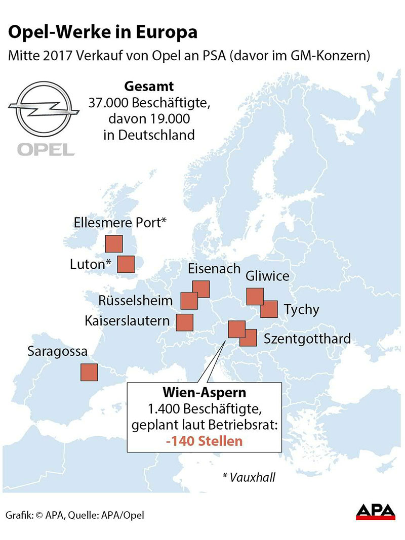 Grafik Standorte Opelwerke