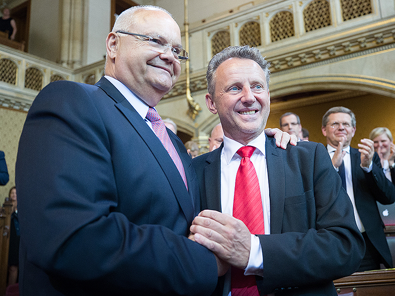Harry Kopietz und Ernst Woller im Wiener Landtag