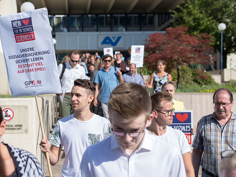 Betriebsversammlung der AUVA mit anschl. Protestaktionen gegen AUVA-Zerschlagung am Montag, 13. August 2018, in Wien
