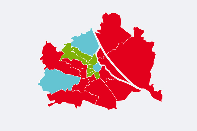 Wienkarte zeigt das EU Wahl Ergebnis in Wien